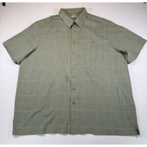 Haggar Mens 3XLT Green Plaid Button Up Shirt Big Tall Short Sleeve